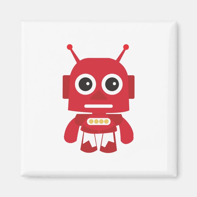 Red Retro Robot Magnet (Front)