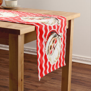 Red Retro Santa Claus Red Ric Rac Christmas Short Table Runner