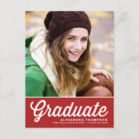 Red Retro Script Class of 2025 Photo Graduation