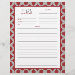 Red Retro Star Recipe Page