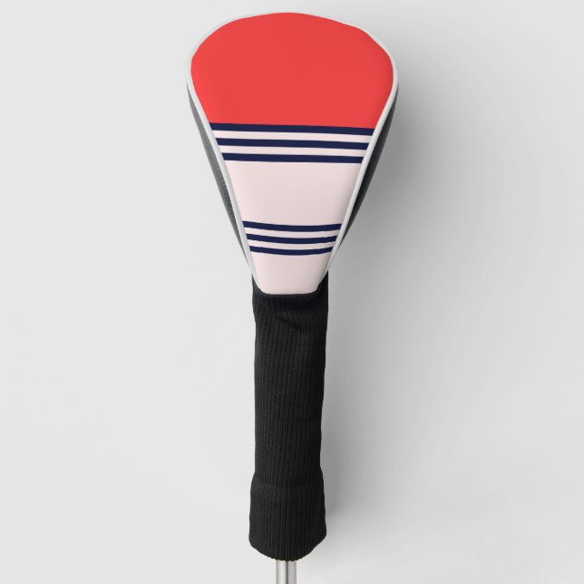 Red Retro Stripes Golf Head Cover (Front)