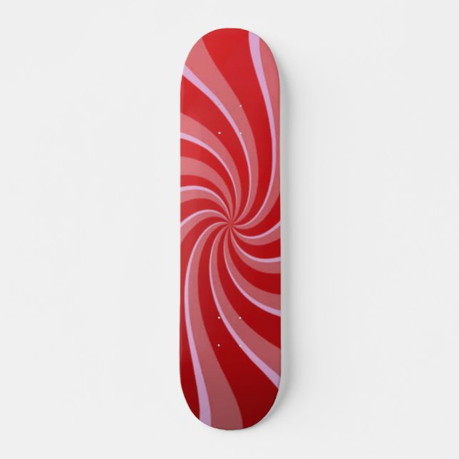 Red Retro Swirls Skateboard (Front)