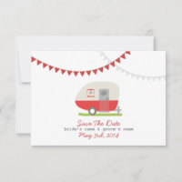 Red Retro Trailer & Wedding Save The Date
