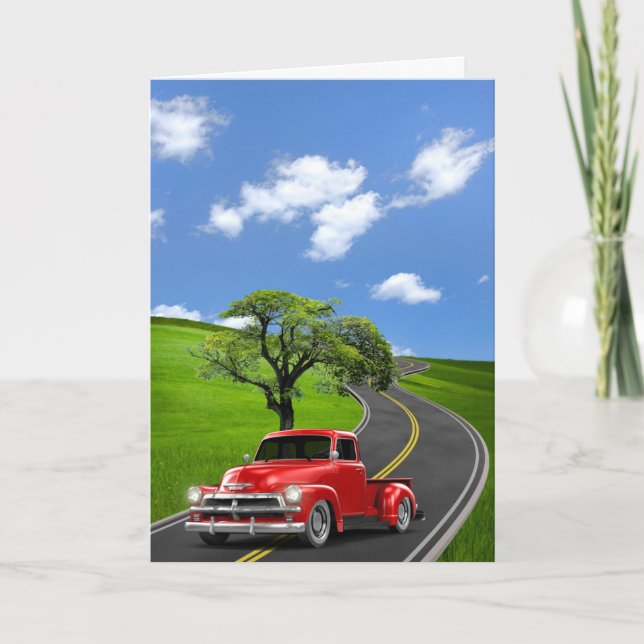 Red Retro Truck Retirement Card (Front)