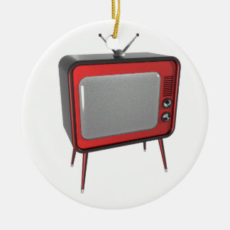 Red retro TV Ceramic Tree Decoration