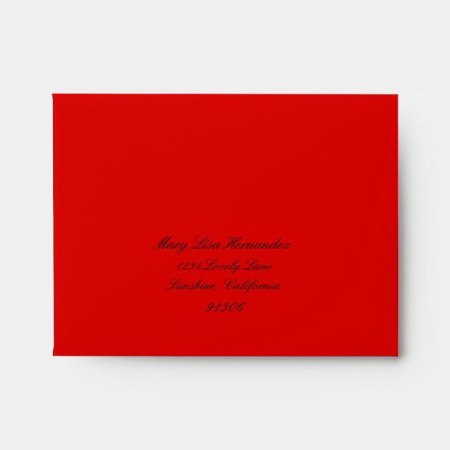 Red Return Address Envelope for RSVP (Front)