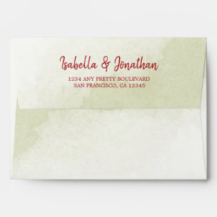 red return address watercolor wedding envelope