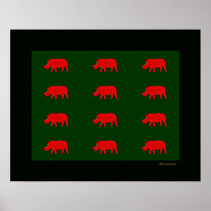 red rhinoceros graphic print