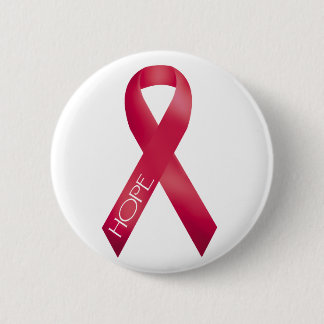 Red Ribbon 6 Cm Round Badge