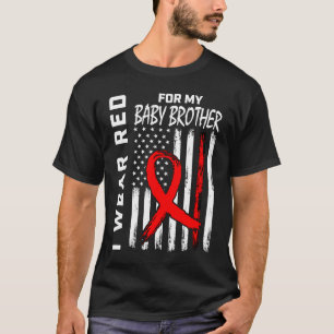 Red Ribbon Baby Brother Heart Disease Awareness Fl T-Shirt