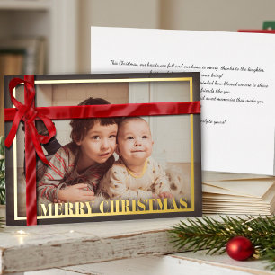 Red Ribbon Bow Family Photo Christmas Gold
