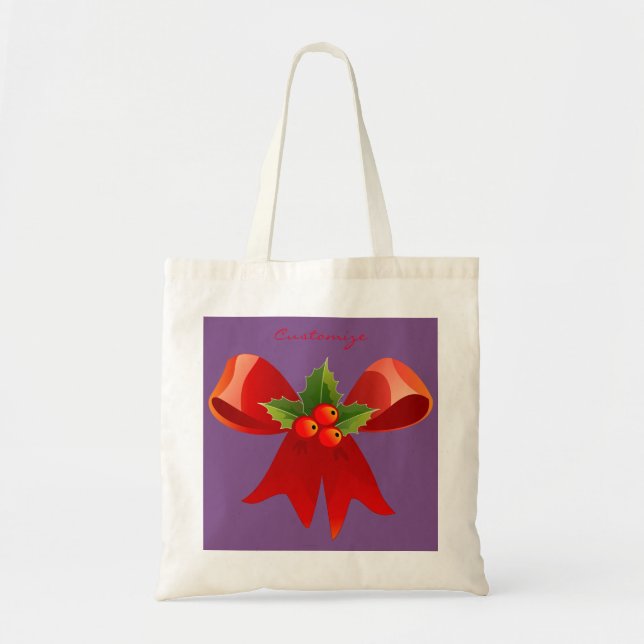 Red Ribbon Bow Holly Thunder_Cove Tote Bag (Front)