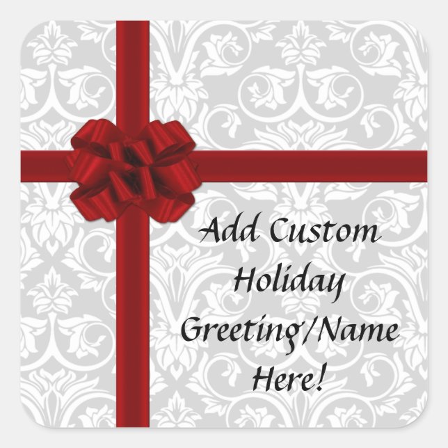 Red Ribbon Bow Square Sticker (Front)