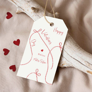 Red Ribbon Bows – Modern Happy Valentine’s Day  Gift Tags