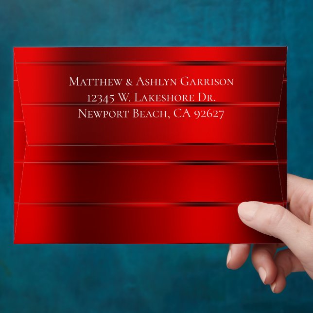 Red Ribbon Bridal Shower or Wedding Envelope (Hand)