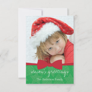Red Ribbon Christmas Holiday Photo Card