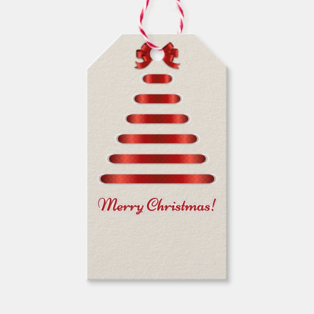 Red Ribbon Christmas Tree Gift Tags (Front)