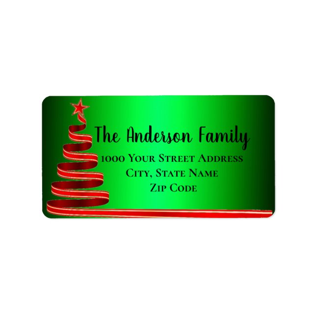 Red Ribbon Christmas Tree Label (Front)