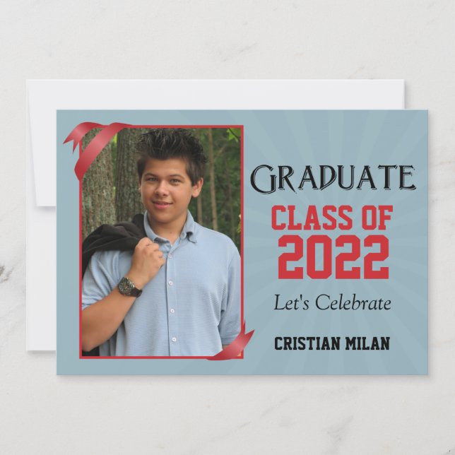 Red Ribbon Class of Graduation Invitation (Front)