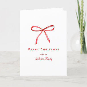 Red Ribbon Custom Christmas Holiday Card
