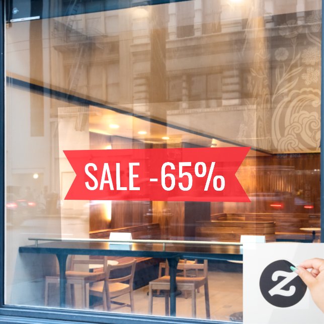 Red Ribbon Custom Sale Text Large (Cafe Window)