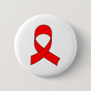 Red Ribbon Drawing 6 Cm Round Badge