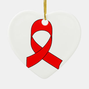 Red Ribbon Drawing Ceramic Tree Decoration