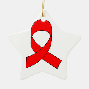 Red Ribbon Drawing Ceramic Tree Decoration