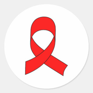 Red Ribbon Drawing Classic Round Sticker