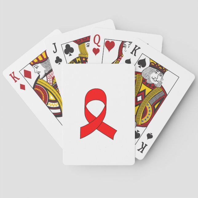 Red Ribbon Drawing Playing Cards (Back)