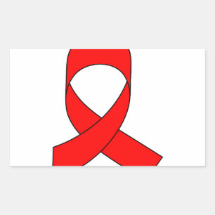 Red Ribbon Drawing Rectangular Sticker
