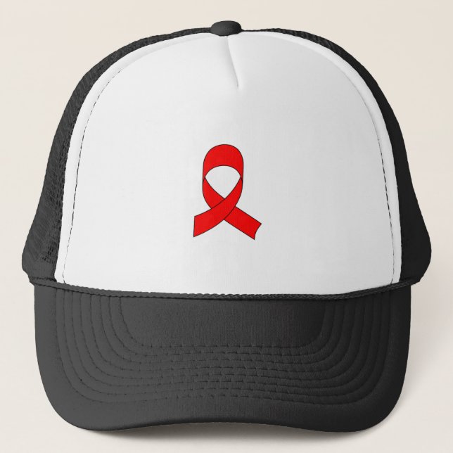 Red Ribbon Drawing Trucker Hat (Front)