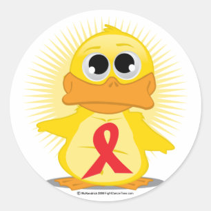 Red Ribbon Duck Classic Round Sticker