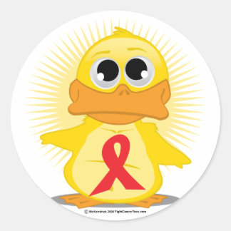 Red Ribbon Duck Classic Round Sticker