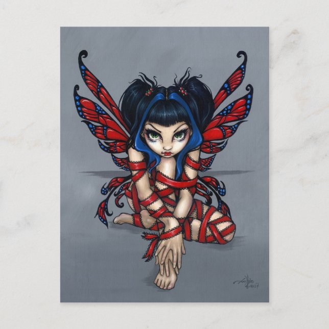 "Red Ribbon Fairy" Postcard (Front)