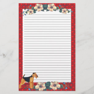 Red Ribbon Floral Lined Stationery