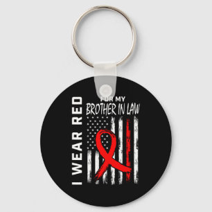 Red Ribbon For Brother In Law Heart Disease Awaren Key Ring
