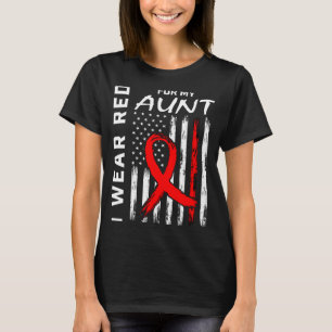 Red Ribbon For My Aunt Heart Disease Awareness Fla T-Shirt