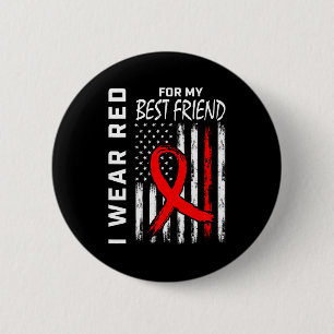 Red Ribbon For My Best Friend Heart Disease Awaren 6 Cm Round Badge