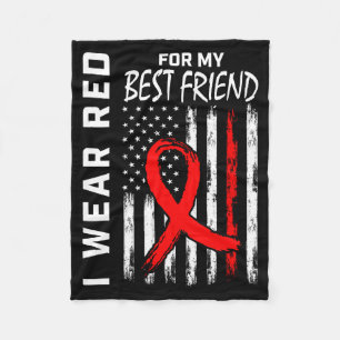 Red Ribbon For My Best Friend Heart Disease Awaren Fleece Blanket
