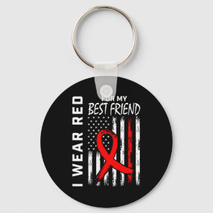 Red Ribbon For My Best Friend Heart Disease Awaren Key Ring
