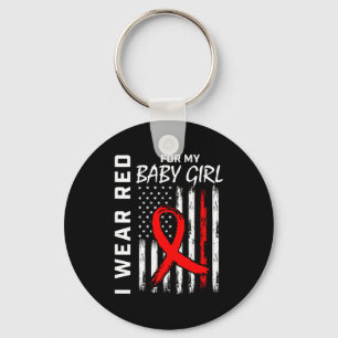 Red Ribbon For My Daughter Heart Disease Awareness Key Ring