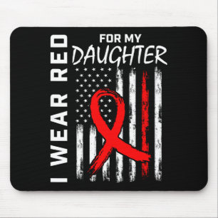 Red Ribbon For My Daughter Heart Disease Awareness Mouse Pad