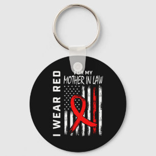 Red Ribbon For My Mother In Law Heart Disease Awar Key Ring