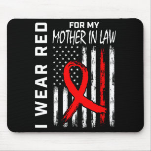 Red Ribbon For My Mother In Law Heart Disease Awar Mouse Pad