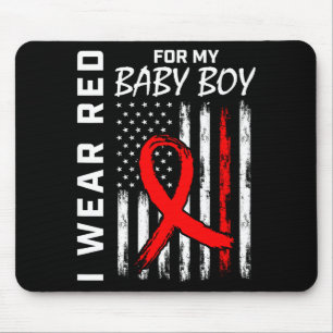 Red Ribbon For My Son Heart Disease Awareness Flag Mouse Pad