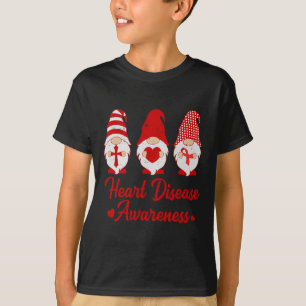 Red Ribbon Gnome Heart Disease Awareness Costume W T-Shirt