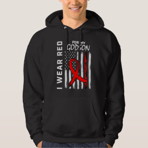 Red Ribbon Godson Heart Disease Awareness American Hoodie