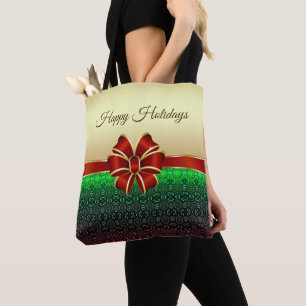 Red Ribbon Gold Holiday Tote Bag