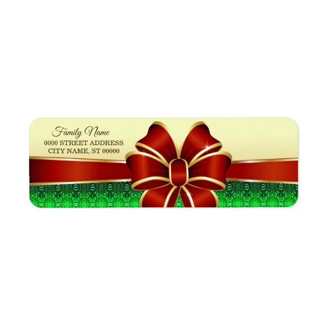 Red Ribbon Gold Return Address Label (Front)